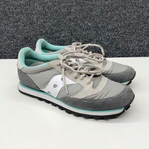 Saucony Jazz Low Pro Grey Mint Green Suede Nylon Sneakers 1866-103 Womens 7